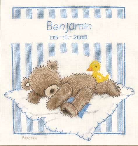 Kreuzstichpackung 20x23cm - Popcorn the Bear "Baby"